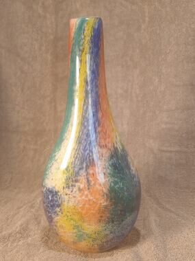 Alejandro KALIFANO Multicolor Art Glass Tall Bud Vase 16in- Near Mint condition